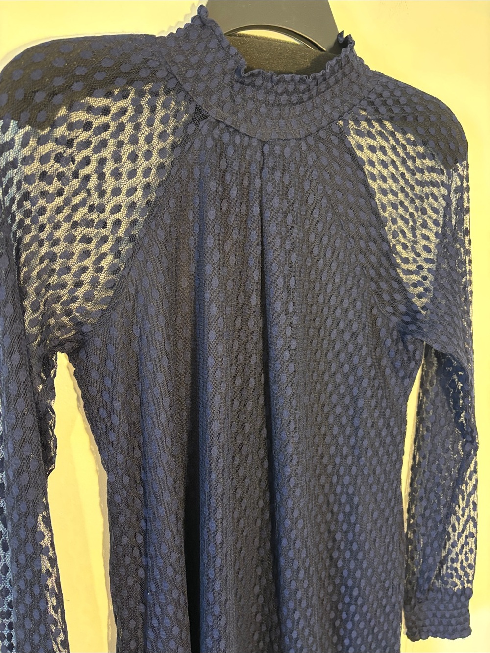 Nina Leonard Navy Long-Sleeve Lace Shift Dress - Picture 2 of 9